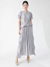 Ikebana Pleated Geometric Top and Skirt